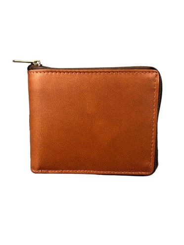 Madosh Genuine Leather Men's Wallet Brown Bifold Purse | RFID Protected | Cards Holder Coin Pocket | Zip Closure for Safety